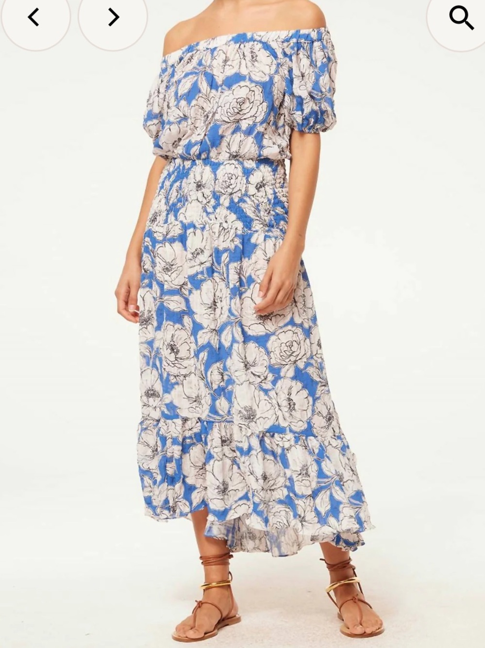 Misa Los Angeles Paola off the shoulder gardenia crinkle midi dress NWT SZ M